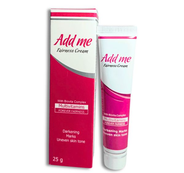 Add Me Fairness Cream 25g for glowing, fair, and even-toned skin – reduces dark spots and enhances natural brightness.