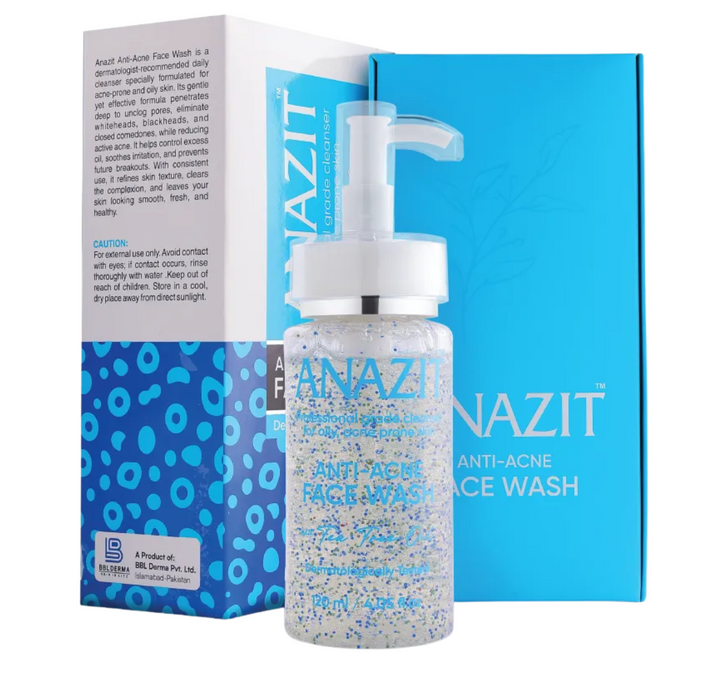 Close-up of a person gently massaging Anazit Anti-Acne Facewash onto their skin