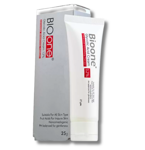 
Bio One Glycolic Acid 12% Cream 30gm – Gentle exfoliating face cream with 12% glycolic acid for brighter, even-toned skin