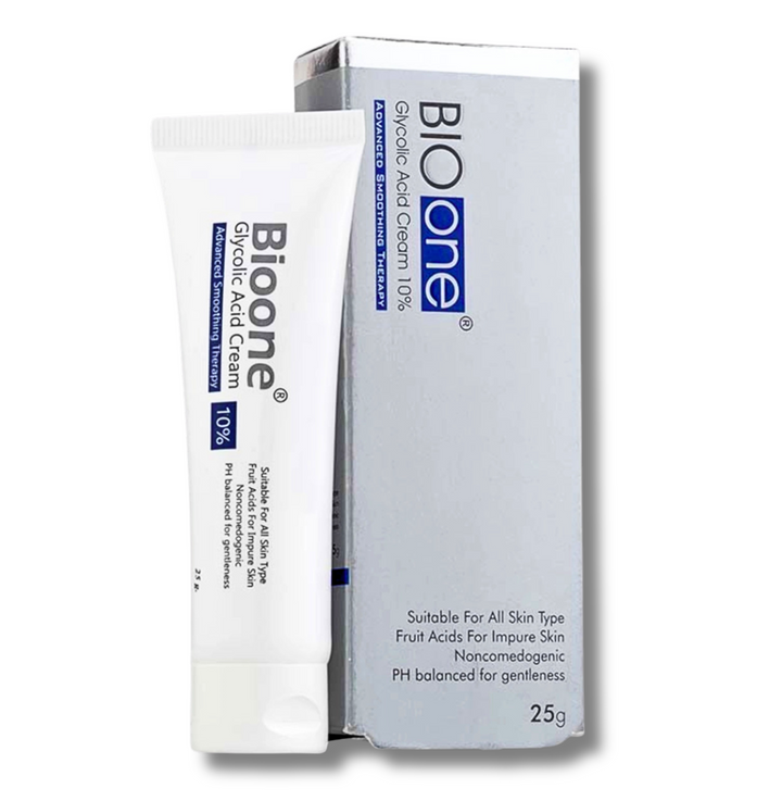 Bio One 10% glycolic acid AHA cream for smooth and glowing skin