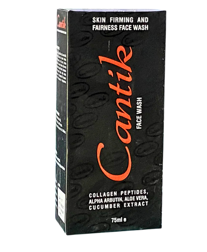 A tube of Cantik Face Wash, 75ml, which promotes skin firming and fairness.