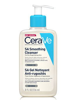 CeraVe SA Smoothing Cleanser with salicylic acid, ceramides, and hyaluronic acid for rough skin