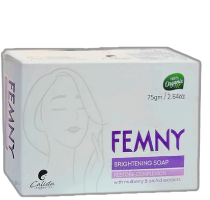 Femny Brightening Soap 75g, with Glutathione, Kojic Acid, and Vitamin C for a radiant complexion