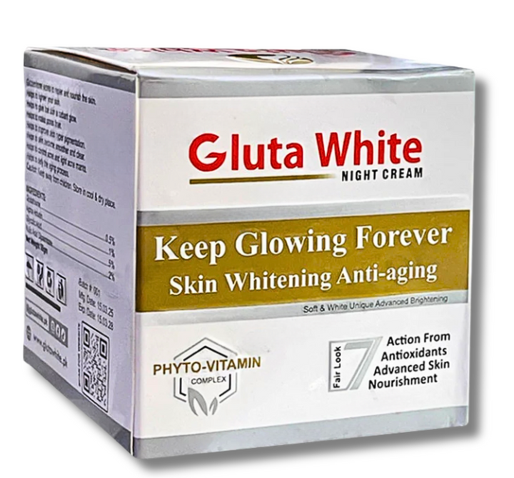 Gluta White Night Cream Jar – nighttime skin repair and hydration formula