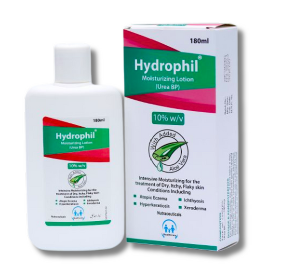 Hydrophil 10% Urea lotion for intense hydration and relief from dermatitis, psoriasis, and eczema