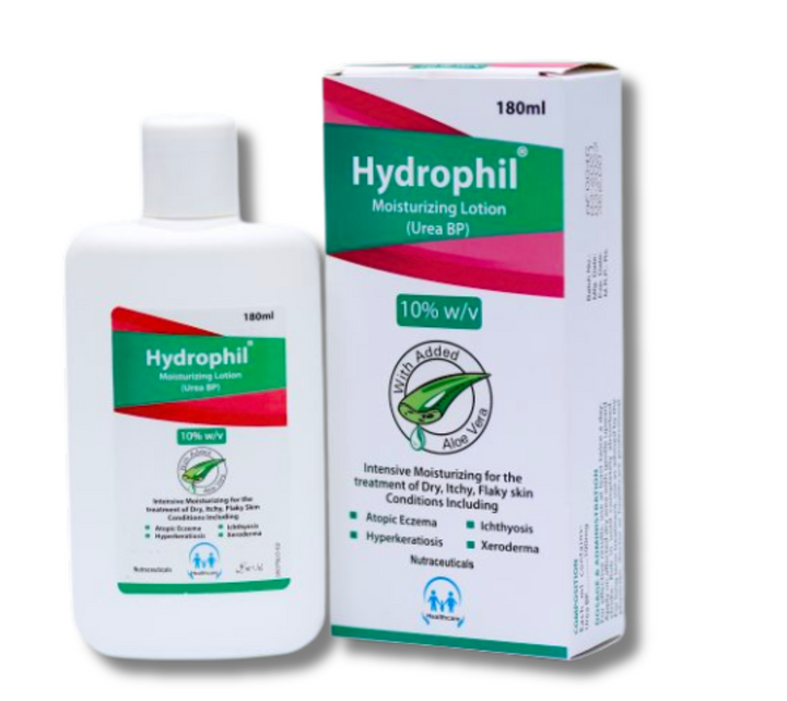 Hydrophil 10% Urea lotion for intense hydration and relief from dermatitis, psoriasis, and eczema