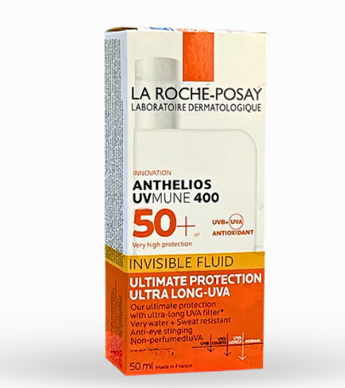 La Roche-Posay Anthelios UVMUNE 400 Invisible Fluid SPF50+ sunscreen bottle"