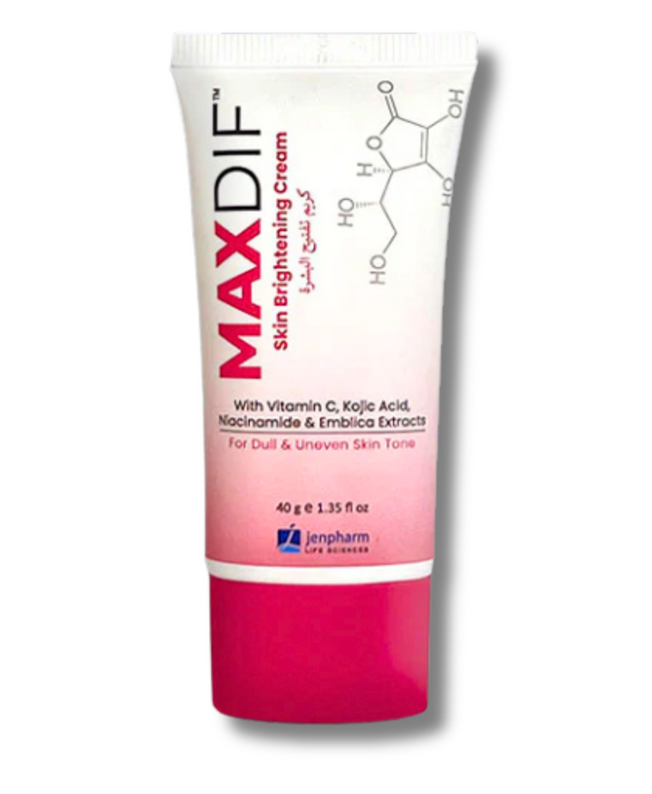 Maxdif Skin Brightening Cream 30gm with Kojic Acid and Vitamin C for anti-aging and evening skin tone