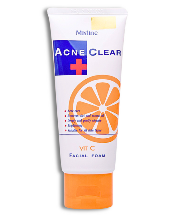 Mistine Acne Clear Vitamin C Facial Foam – Acne control and brightening face wash with Vitamin C and Tea Tree Oil for clear, glowing skin