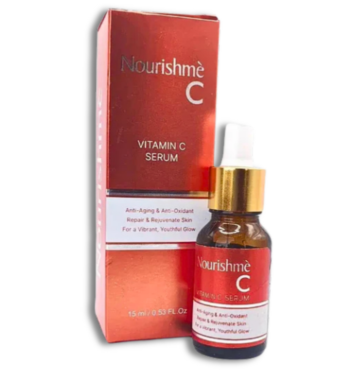 NourishMe C Vitamin C Serum 15ml – Brightening Antioxidant Serum with Vitamin C, Hyaluronic Acid, and Vitamin E for Glowing Skin
