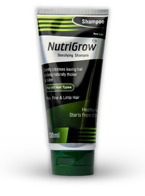 Product image of Nutrigrow Anti-Hair Loss Shampoo, showing the bottle and packaging.
