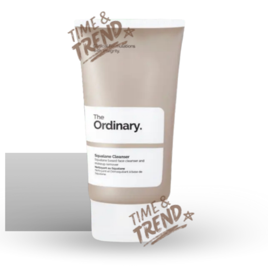 A 50ml white tube of The Ordinary Squalane Cleanser, with a white label and simple black font.
