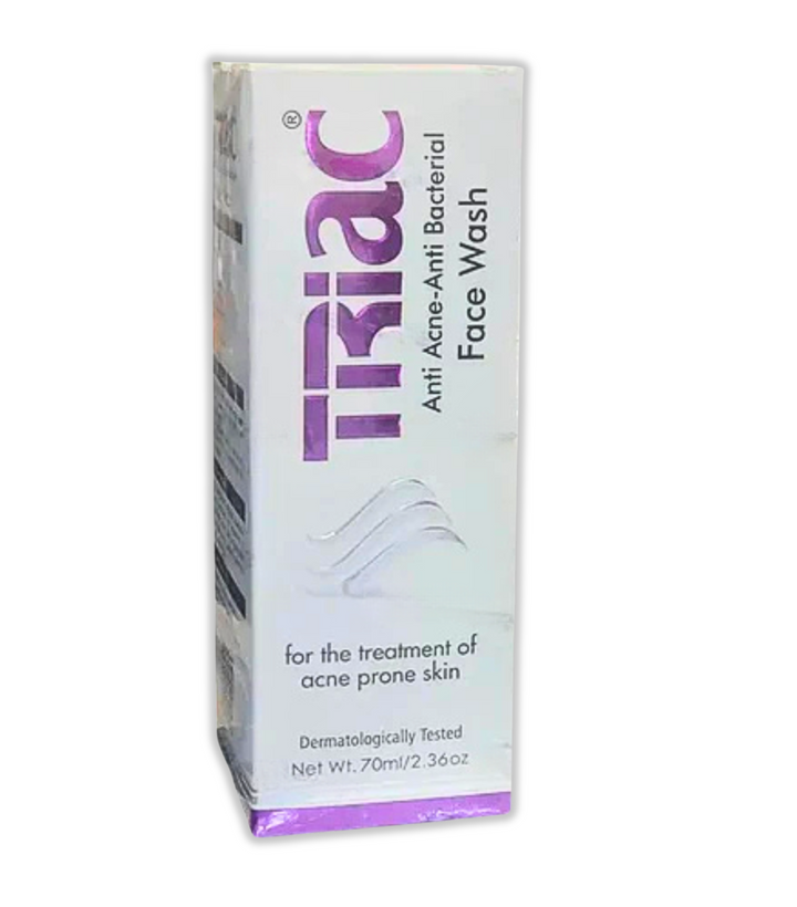 Triac Anti-Acne Face Wash 70ml, containing Salicylic Acid and Tea Tree Oil.