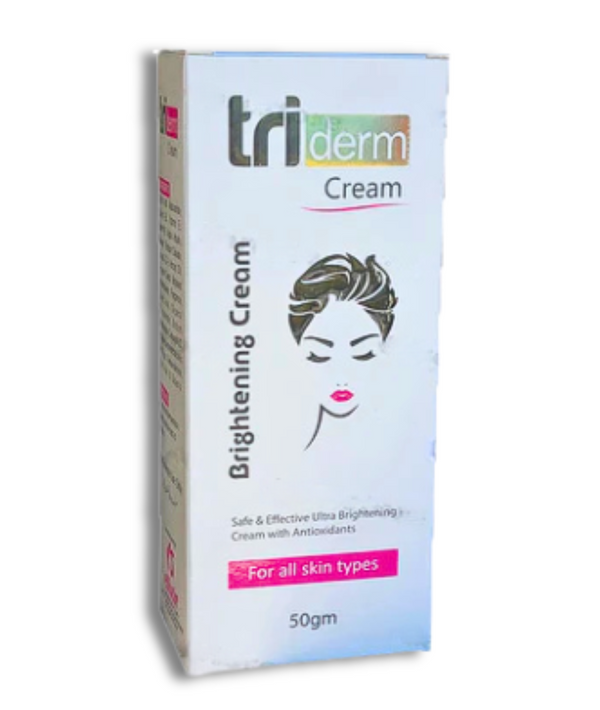 Triderm Brightening Cream 50gm – advanced skin-brightening and pigmentation-reducing formula that helps fade dark spots, melasma, and dullness. Gives clear, smooth, and glowing skin for all skin types.