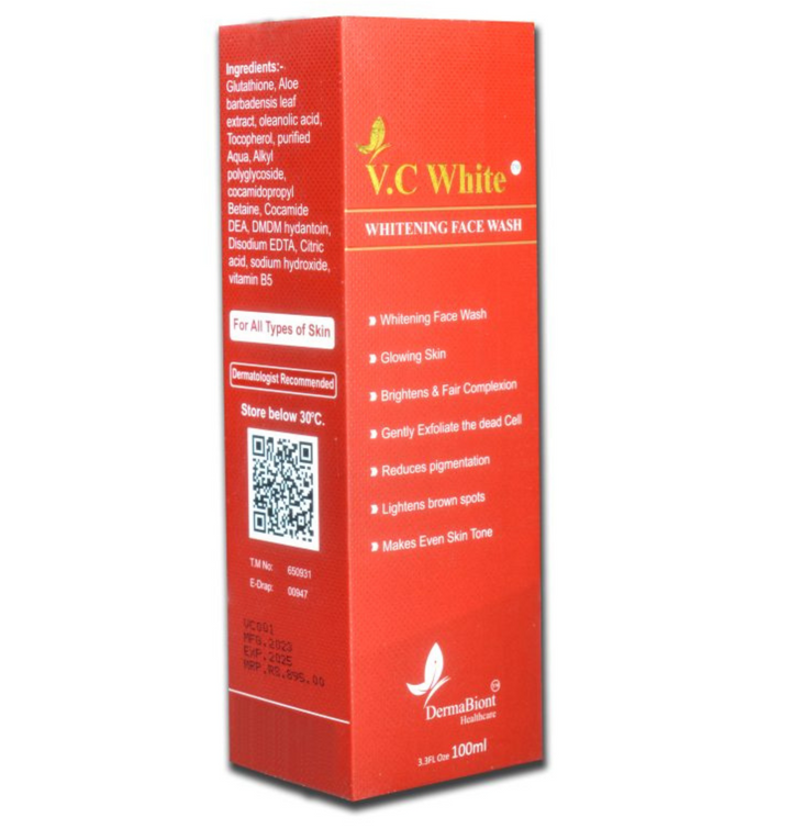 V.C White Whitening Face Wash 100ml – Vitamin C brightening and cleansing face wash for glowing, healthy skin